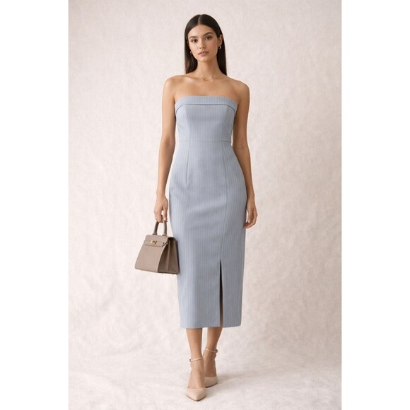 Abercrombie & Fitch Dresses & Skirts - Abercrombie & Fitch Blue Pinstripe Midi Dress NWT Removable Straps L